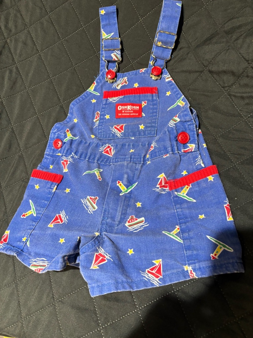 Vintage 1980 OshKosh B'Gosh nautical bib romper short overalls 2T